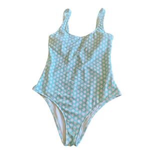 Aerie Women's Sz M blue white polka dots one pc Swimsuit padded